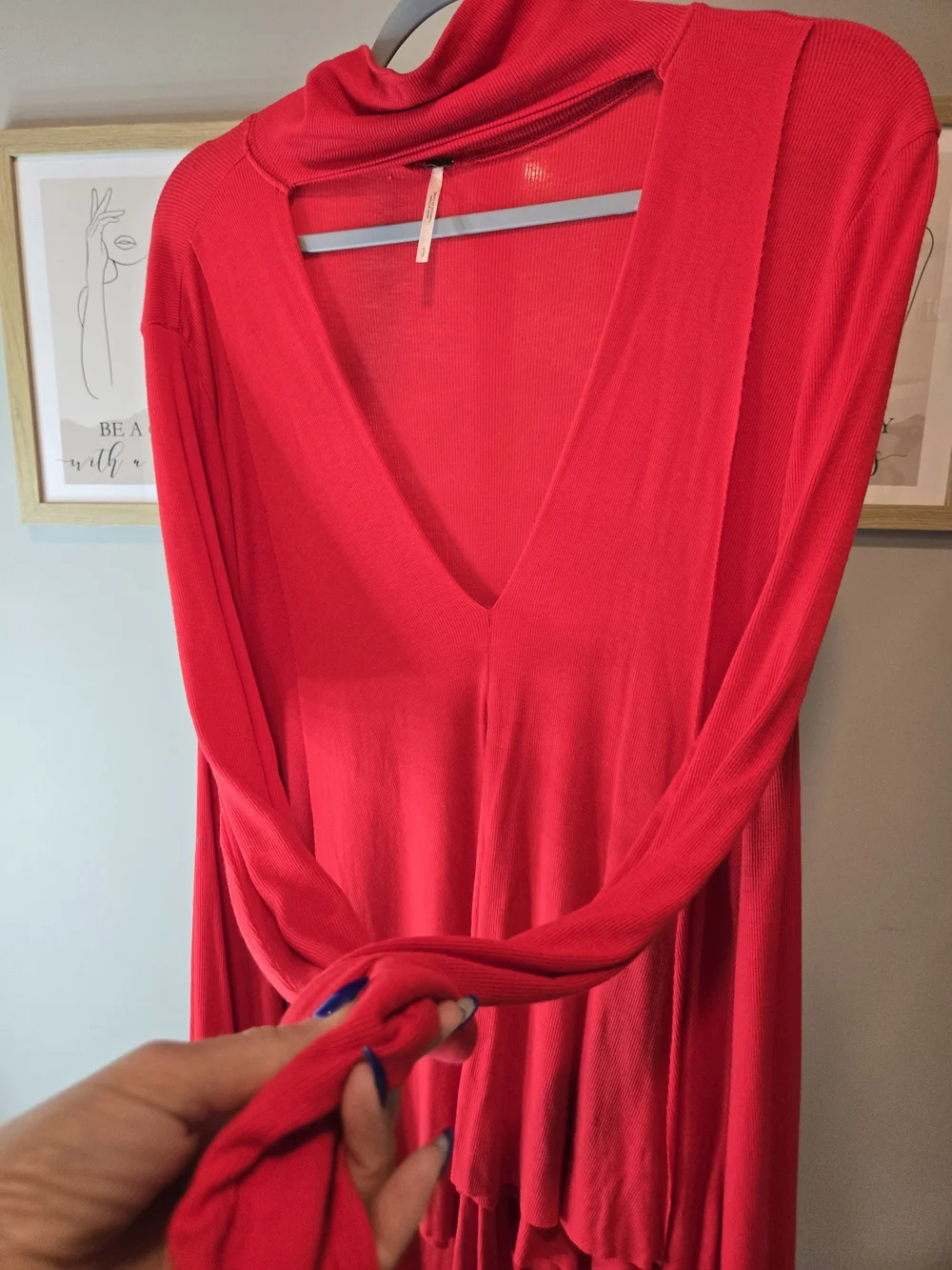 Free People Ribbed Red V-Neck Layered Top